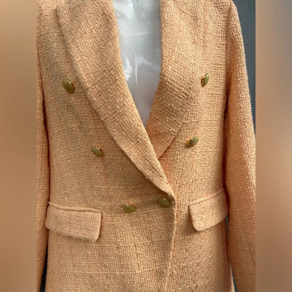 Jason Wu Peach Tweed Double  Breasted Blazer, size xs - Picture 3 of 12